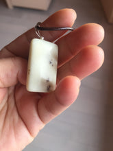 Load image into Gallery viewer, 100% natural light yellow/brown soap shape square nephrite jade safe and sound pendant group HT37

