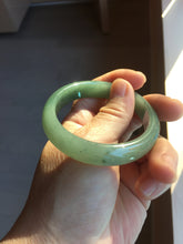 Load image into Gallery viewer, 52.4mm Certified Type A 100% Natural Oily Dark Green Gray Black(油青) Oval Jadeite Jade Bangle PH260-7132
