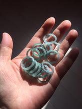 Load image into Gallery viewer, 15.5mm size 4 3/4 100% natural type A icy watery green/blue icy watery Guatemala jadeite jade band ring group PE126
