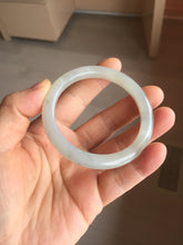 Load image into Gallery viewer, 51mm Certified 100% Natural icy light gray white(灰冰) round cut nephrite jade bangle HN74-9163
