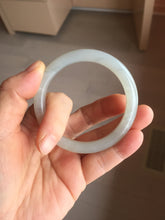 Load image into Gallery viewer, 51mm Certified 100% Natural icy light gray white(灰冰) round cut nephrite jade bangle HN74-9163
