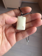 Load image into Gallery viewer, 100% natural light yellow/brown soap shape square nephrite jade safe and sound pendant group HT37
