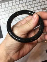 Load image into Gallery viewer, 54.2mm certified 100% Natural dark green/black meteorite round cut nephrite bangle HT169-0567
