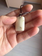 Load image into Gallery viewer, 100% natural light yellow/brown soap shape square nephrite jade safe and sound pendant group HT37
