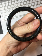 Load image into Gallery viewer, 54.2mm certified 100% Natural dark green/black meteorite round cut nephrite bangle HT169-0567
