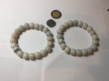 Load image into Gallery viewer, 10x8mm 100% Natural beige white brown vintage style  flying dandelions Osmanthus fragrans cake(桂花糕) nephrite Jade bead bracelet HT123
