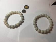 Load image into Gallery viewer, 10x8mm 100% Natural beige white brown vintage style  flying dandelions Osmanthus fragrans cake(桂花糕) nephrite Jade bead bracelet HT123
