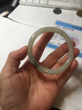 Load image into Gallery viewer, 54mm Certified type A 100% Natural light green dark green floating seaweed round cut Jadeite bangle PC138-6617
