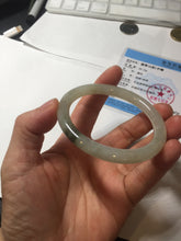 Load image into Gallery viewer, 54mm Certified type A 100% Natural light green dark green floating seaweed round cut Jadeite bangle PC138-6617
