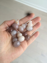 Load image into Gallery viewer, 100% natural icy purple/brown/red Quartzite (jinsi jade, 金丝玉) Golden Silk Jade gourd ( 葫芦, 福禄) pendant/handhold worry stone/desk decor SY73
