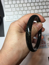 Load image into Gallery viewer, 54.2mm certified 100% Natural dark green/black meteorite round cut nephrite bangle HT169-0567
