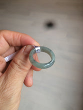 Load image into Gallery viewer, 100% natural type A green/black (青花乌鸡芝麻糊) jadeite jade band ring AE57
