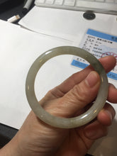 Load image into Gallery viewer, 54mm Certified type A 100% Natural light green dark green floating seaweed round cut Jadeite bangle PC138-6617
