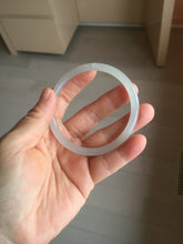 Load image into Gallery viewer, 59mm Certified 100% Natural icy light gray white(灰冰) slim round cut nephrite jade bangle HN73-9136
