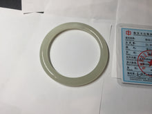 Load image into Gallery viewer, 52.9mm Certified 100% Natural icy white light yellow crystal sugar color(黄冰糖) slim round cut nephrite jade bangle HN45-9177
