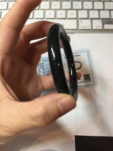 Load image into Gallery viewer, 54.2mm certified 100% Natural dark green/black meteorite round cut nephrite bangle HT169-0567
