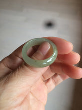 Load image into Gallery viewer, 22mm size12 3/4 100% natural type A icy watery light green/gray jadeite jade band ring AZ96
