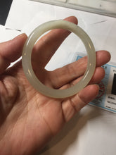Load image into Gallery viewer, 52.9mm Certified 100% Natural icy white light yellow crystal sugar color(黄冰糖) slim round cut nephrite jade bangle HN45-9177
