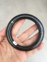 Load image into Gallery viewer, 54.9mm certified 100% Natural black(MO YU 墨玉) meteorite Stellar Night sky chubby round cut nephrite bangle HF119-8244
