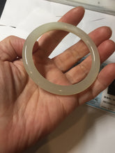 Load image into Gallery viewer, 52.9mm Certified 100% Natural icy white light yellow crystal sugar color(黄冰糖) slim round cut nephrite jade bangle HN45-9177
