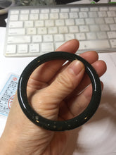 Load image into Gallery viewer, 56.3mm 100% Natural dark green/black meteorite Stellar Night sky slim round cut nephrite bangle HN59-0758
