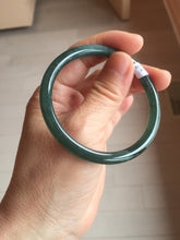 Load image into Gallery viewer, 54mm Certified Type A 100% Natural dark green/blue/gray Guatemala slim round cut Jadeite bangle PC184-0790
