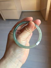 Load image into Gallery viewer, 55mm Type A 100% Natural dark green/gray/black(淡油青) slim round cut Jadeite Jade bangle with defects GL53
