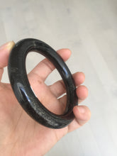 Load image into Gallery viewer, 54.9mm certified 100% Natural black(MO YU 墨玉) meteorite Stellar Night sky chubby round cut nephrite bangle HF119-8244
