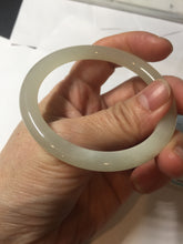 Load image into Gallery viewer, 52.9mm Certified 100% Natural icy white light yellow crystal sugar color(黄冰糖) slim round cut nephrite jade bangle HN45-9177
