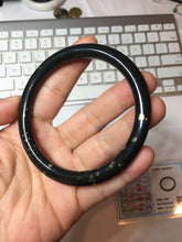 Load image into Gallery viewer, 60.8mm certified 100% Natural dark green/black meteorite round cut nephrite bangle HT170-0577
