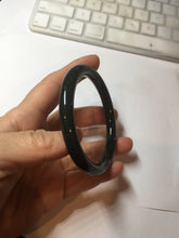 Load image into Gallery viewer, 56.3mm 100% Natural dark green/black meteorite Stellar Night sky slim round cut nephrite bangle HN59-0758
