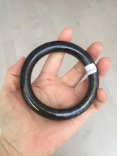 Load image into Gallery viewer, 54.9mm certified 100% Natural black(MO YU 墨玉) meteorite Stellar Night sky chubby round cut nephrite bangle HF119-8244

