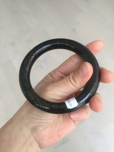 Load image into Gallery viewer, 54.9mm certified 100% Natural black(MO YU 墨玉) meteorite Stellar Night sky chubby round cut nephrite bangle HF119-8244
