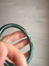 Load image into Gallery viewer, 54mm Certified Type A 100% Natural dark green/blue/gray Guatemala slim round cut Jadeite bangle PC184-0790
