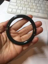 Load image into Gallery viewer, 56.3mm 100% Natural dark green/black meteorite Stellar Night sky slim round cut nephrite bangle HN59-0758

