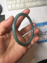 Load image into Gallery viewer, 63mm Certified Type A 100% Natural Light Blue Green Gray Ru Kiln Sky Celadon Blue (汝窑天青蓝) Guatemala Jadeite Jade Slim Round Bangle BS172-8648
