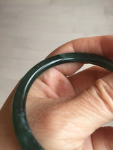 Load image into Gallery viewer, 54mm Certified Type A 100% Natural dark green/blue/gray Guatemala slim round cut Jadeite bangle PC184-0790
