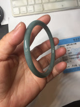 Load image into Gallery viewer, 63mm Certified Type A 100% Natural Light Blue Green Gray Ru Kiln Sky Celadon Blue (汝窑天青蓝) Guatemala Jadeite Jade Slim Round Bangle BS172-8648

