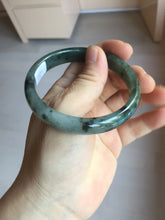 Load image into Gallery viewer, 56.8mm Certified 100% natural Type A oily dark green/gray (老油青) jadeite jade bangle PA78-6284
