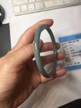 Load image into Gallery viewer, 63mm Certified Type A 100% Natural Light Blue Green Gray Ru Kiln Sky Celadon Blue (汝窑天青蓝) Guatemala Jadeite Jade Slim Round Bangle BS172-8648
