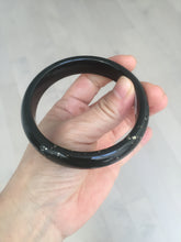 Load image into Gallery viewer, 60.4mm 100% Natural dark green/black meteorite Stellar Night sky broad style nephrite Jade bangle HF117-1025
