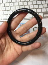 Load image into Gallery viewer, 60.8mm certified 100% Natural dark green/black meteorite round cut nephrite bangle HT170-0577
