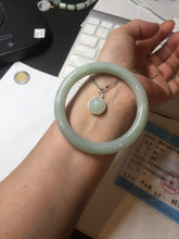 Load image into Gallery viewer, 53.5mm certified 100% natural Type A light green round cut jadeite jade bangle BP161-2771
