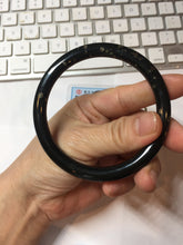 Load image into Gallery viewer, 60.8mm certified 100% Natural dark green/black meteorite round cut nephrite bangle HT170-0577
