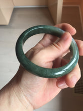 Load image into Gallery viewer, 62.3mm certified 100% natural Type A oily dark green gray black(老油青) jadeite jade bangle BS180-0055
