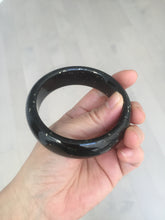 Load image into Gallery viewer, 58mm 100% Natural dark green/black meteorite Stellar Night sky broad style nephrite Jade bangle HF116-1263
