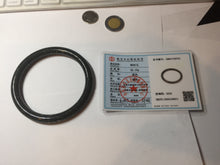 Load image into Gallery viewer, 61.5mm 100% Natural dark green/black meteorite Stellar Night sky slim round cut nephrite bangle HN61-0753
