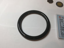 Load image into Gallery viewer, 61.5mm 100% Natural dark green/black meteorite Stellar Night sky slim round cut nephrite bangle HN61-0753
