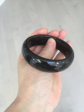 Load image into Gallery viewer, 58mm 100% Natural dark green/black meteorite Stellar Night sky broad style nephrite Jade bangle HF116-1263
