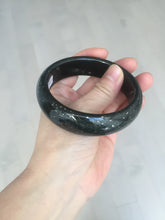Load image into Gallery viewer, 60mm 100% Natural dark green/black meteorite Stellar Night sky broad style nephrite Jade bangle HF115-1247

